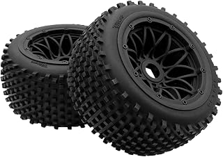 FLMLF Off-Road Nail Tyre Rear Wheel Tire 2pcs 170X80mm for 1/5 HPI ROFUN BAHA KM ROVAN Baja 5B SS Rc Car Parts (Black)
