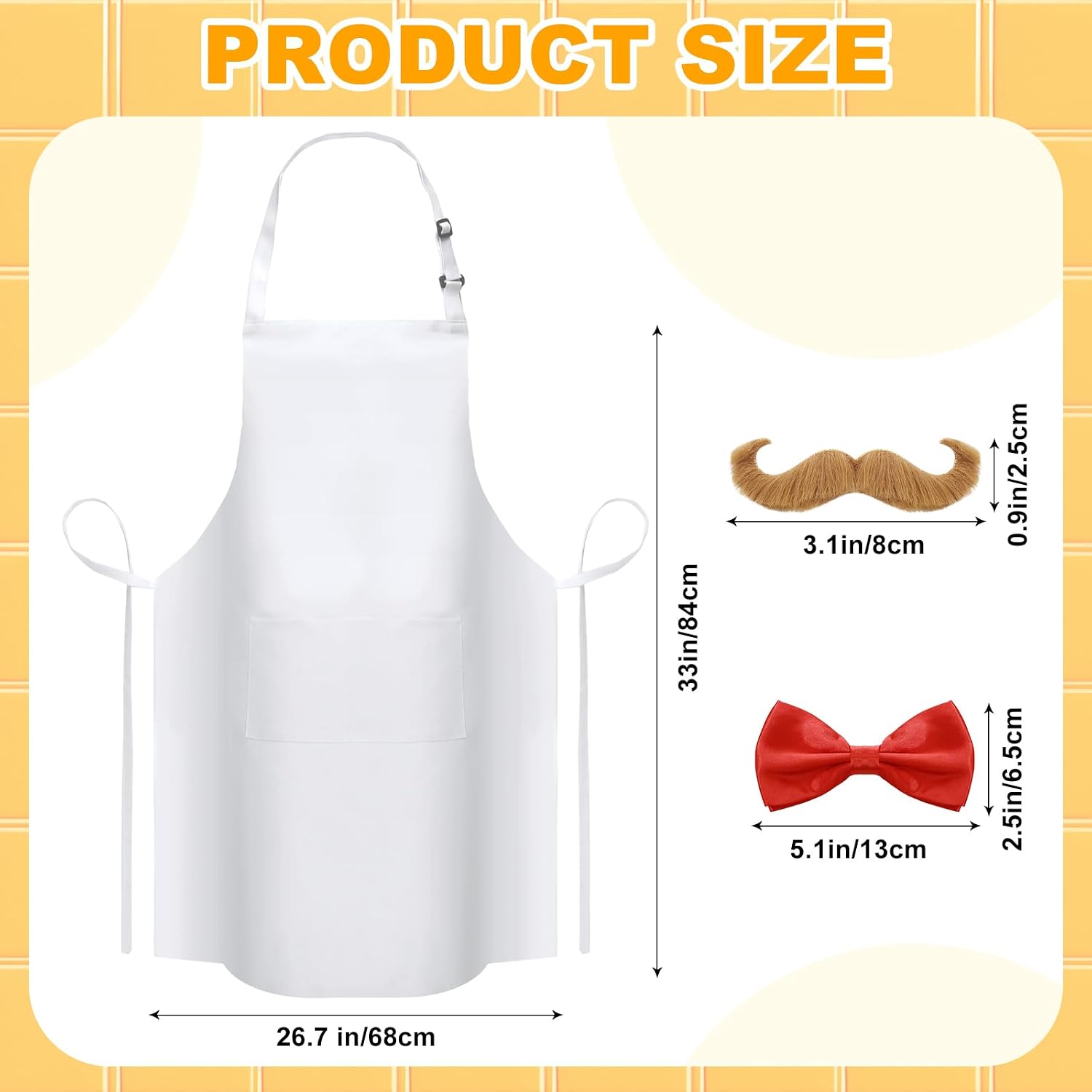 SATINIOR 5 Pcs Halloween Chef Costume Chef Hat Apron Blue Striped Shirt Bow Tie Fake Beard for Halloween Cosplay Party