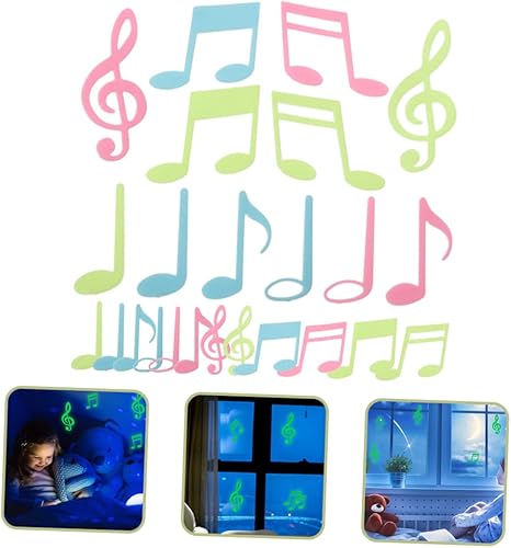 Miniatura 5 de NUOBESTY Paquete de 10 calcomanías de pared con notas musicales para decoración de habitación de niños, extraíble, fácil de despegar, decoración de