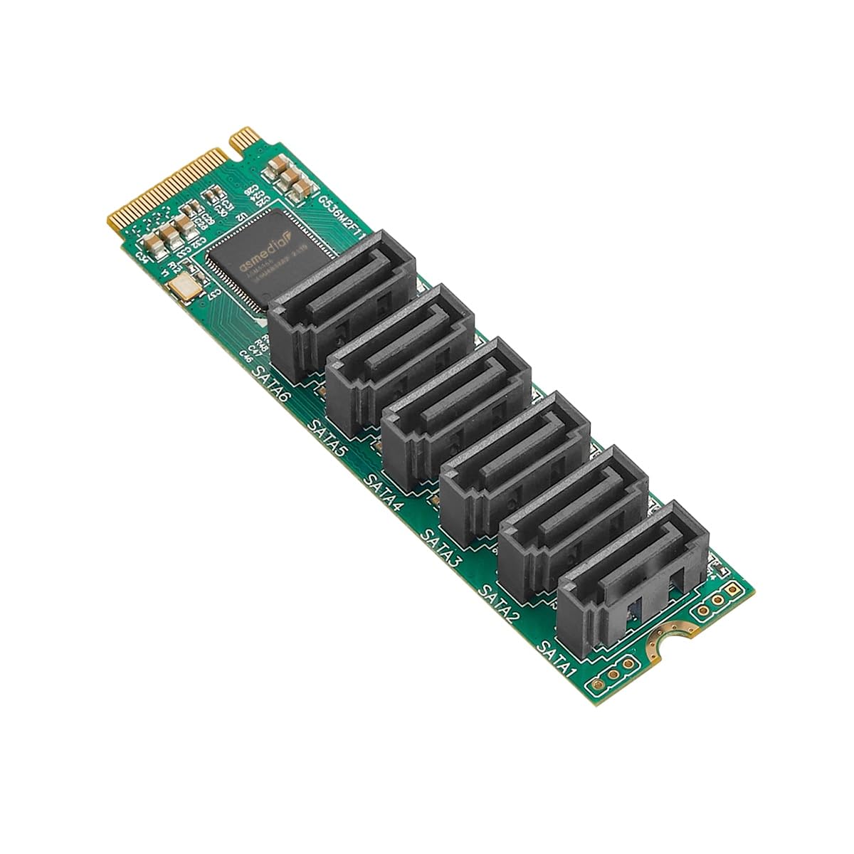 Solución de espacio M.2 a SATA III con 6 puertos independientes PCIe 3.0 y cables de datos 7