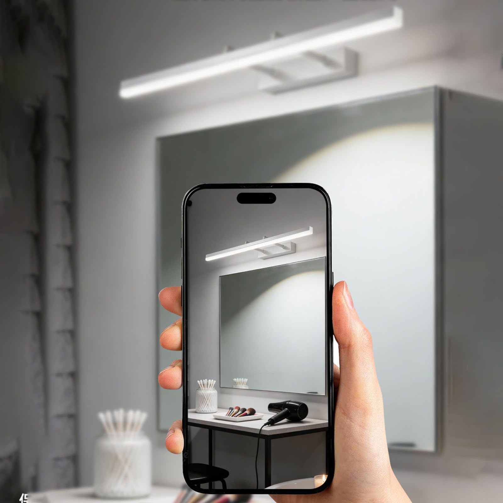 LED Spiegelleuchte Badezimmer Wandleuchten Drei Farbtemperaturen Dimmbare Modern Wandbeleuchtung Ausziehbar Einstellbar Wandlicht Wohnzimmer Schlafzimmer Schminktisch (Silber,80cm)