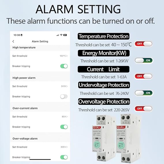 TUYA Zigbee MCB Smart Circuit Breaker Over Current Under Voltage Protection Power Metering Remote Control Switch-Multi White Zigbee-20A