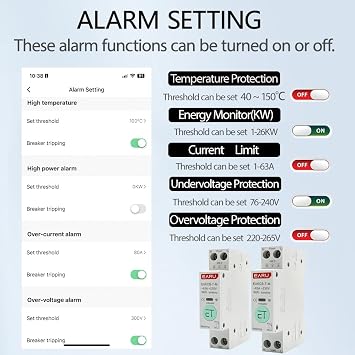 TUYA Zigbee MCB Smart Circuit Breaker Over Current Under Voltage Protection Power Metering Remote Control Switch-Multi White Zigbee-20A
