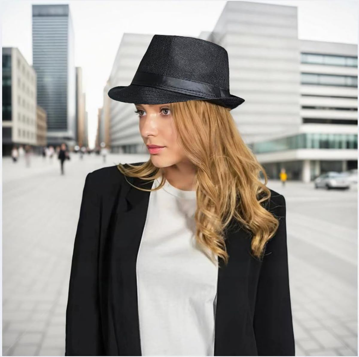 Giroir 2Pack Fedora Hats for Men Women Short Brim Unisex Short Brim Summer Beach Style 1920s Party Accessories - Image 3