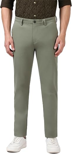 Peter England Men's Slim Fit Mid Rise Super Premium Wrinkle Free Casual Trouser Chinos