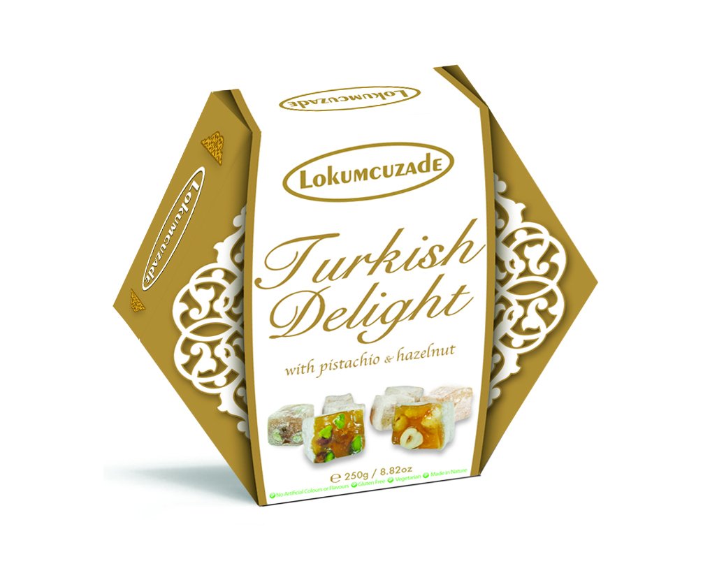 Lokumcuzade Pistachio and Hazelnut Turkish Delight 250 g (Pack of 2)