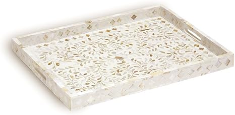 Amazon Com Mother Of Pearl Inlay Handmade Decorative Serving Tray Serving Trays