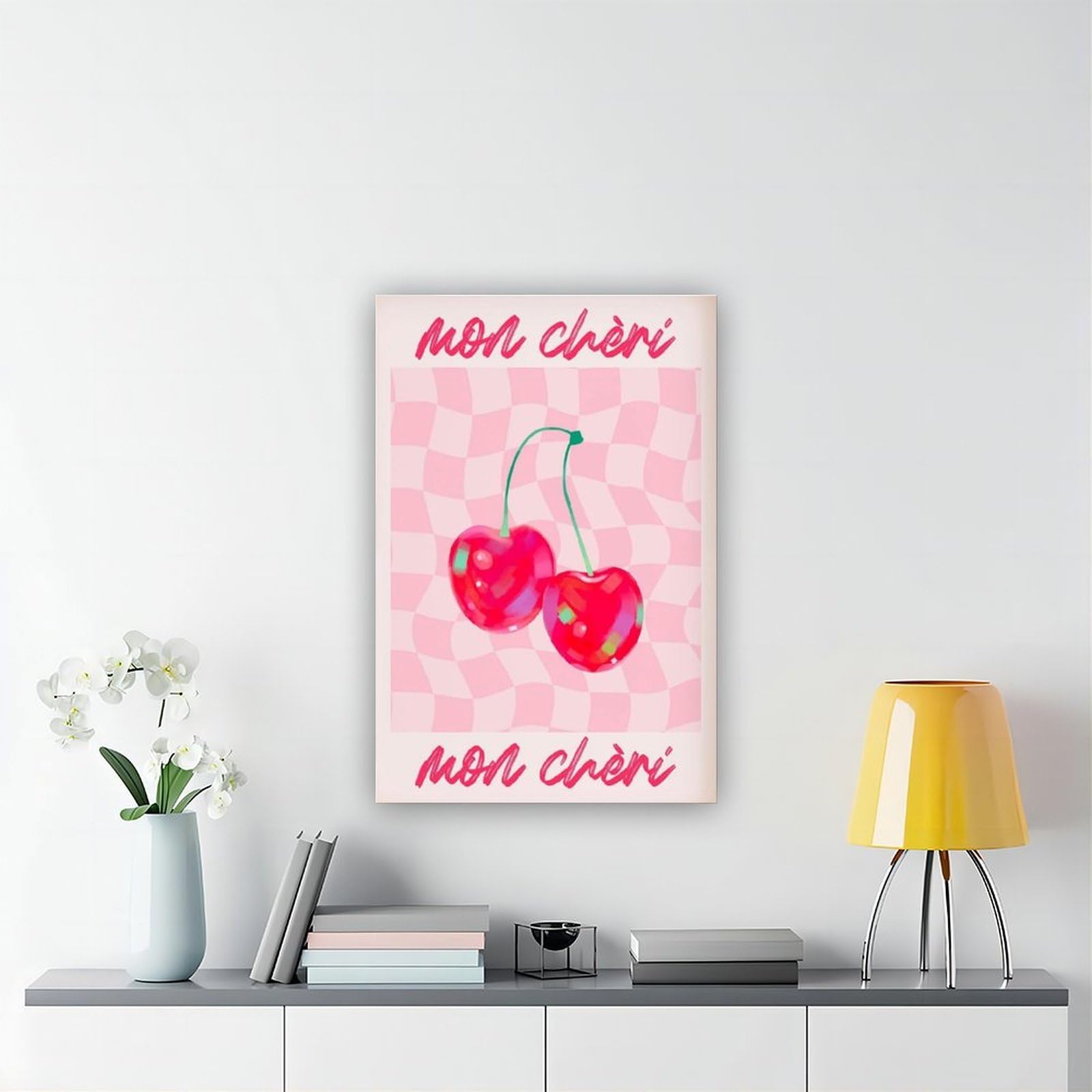 ACFTAIN Mon Chèri Leinwandposter mit Obstküche, moderner böhmischer Stil, leuchtend rote Kirschen, modernes Poster, Wandkunstdrucke, Gemälde, Wohnzimmer, Schlafzimmer, Dekoration, 60 x 90 cm