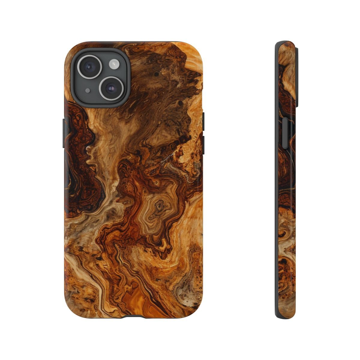Coque iPhone 15 Plus marron rigide brillante protection mince - 4