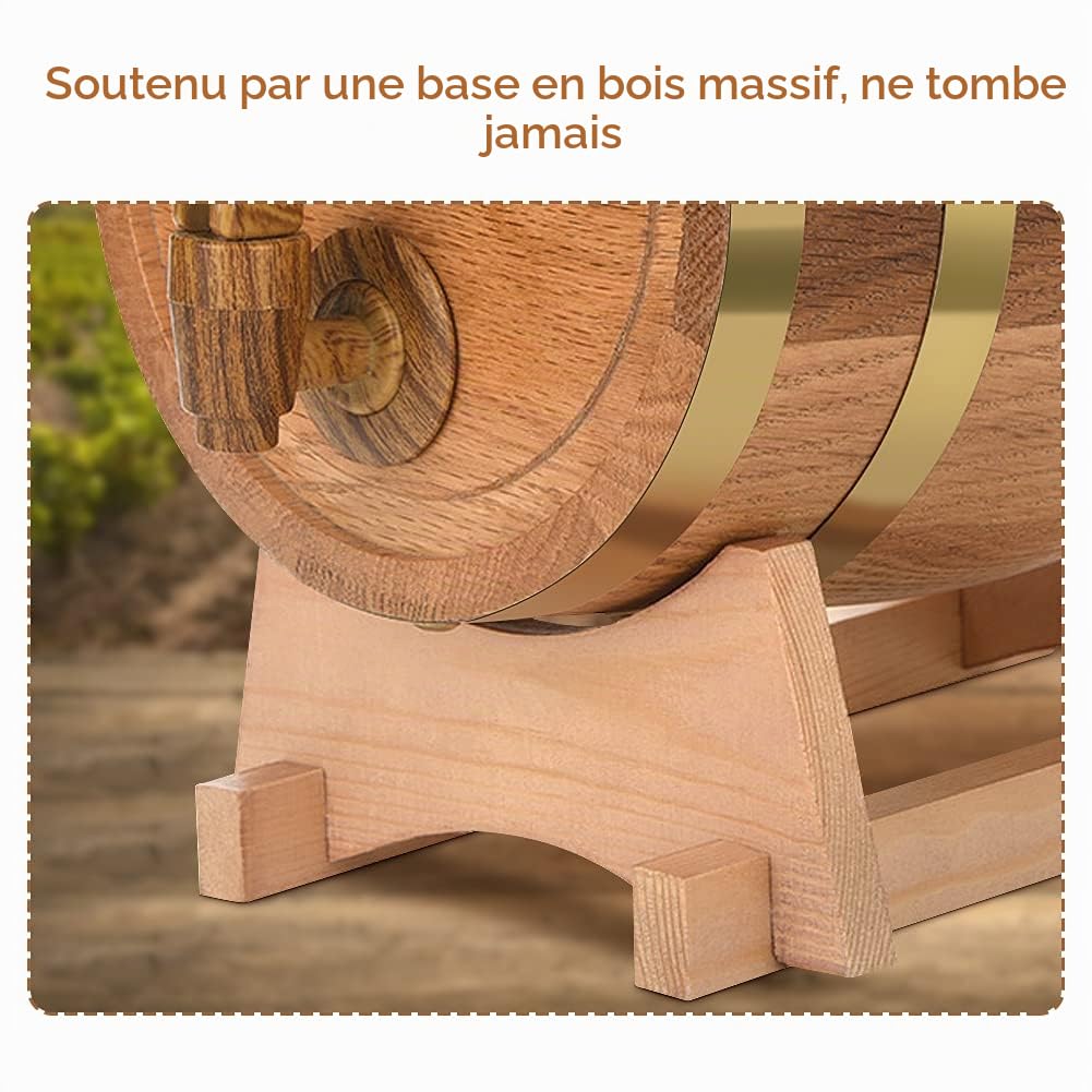 Greensen Fût de Chêne 3L, Fût à Vin et Whisky en Bois, Personnalisé pour Maison, Bar, Fête et Banquet, Cadeau d'anniversaire