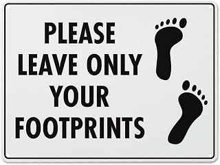 Please Leave Only Your Footprints Vintage Aluminum Sign 8"x12" - Fade Resistant Easy Mounting, Indoor/Outdoor Environmental Decor for Home Yard