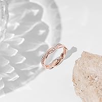 Vista 4 de PAVOI 14K Gold Plated Cubic Zirconia Twisted Rope Eternity Band for Women