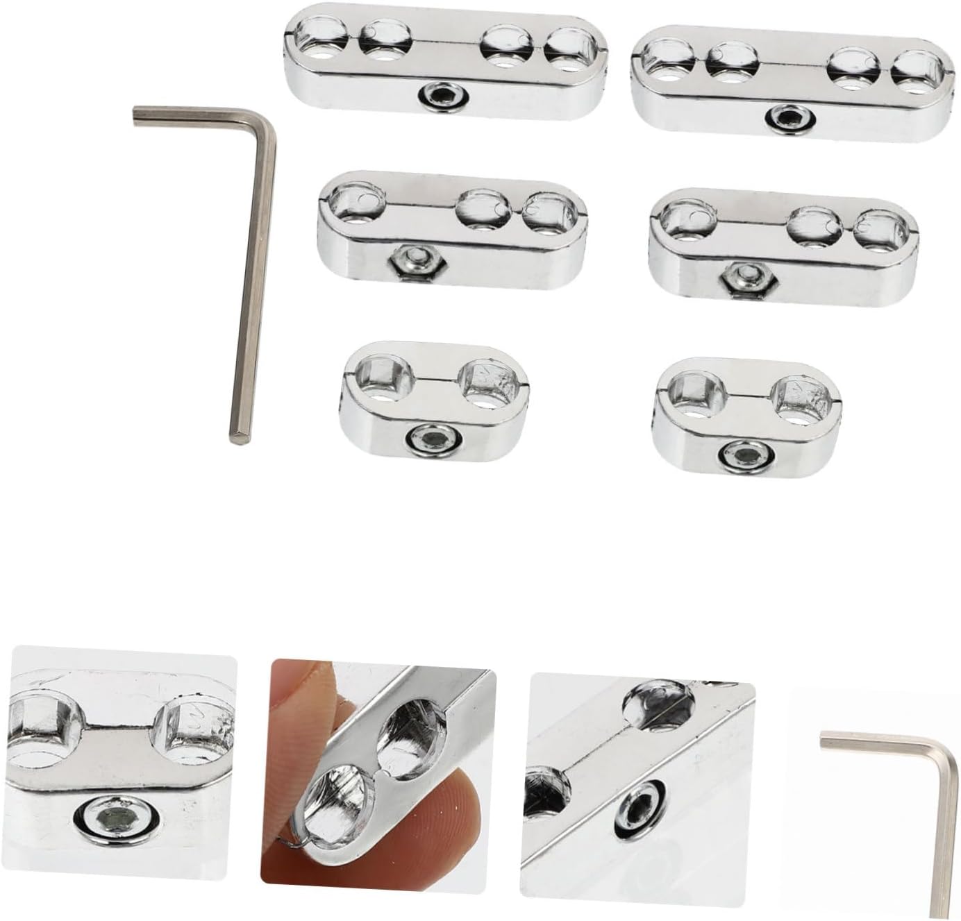 Chrome Spark Plug Wire Separators Kit Durable Auto Wire Dividers with Wrench for Easy Installation Heat-resistant Ignition Management Clamp