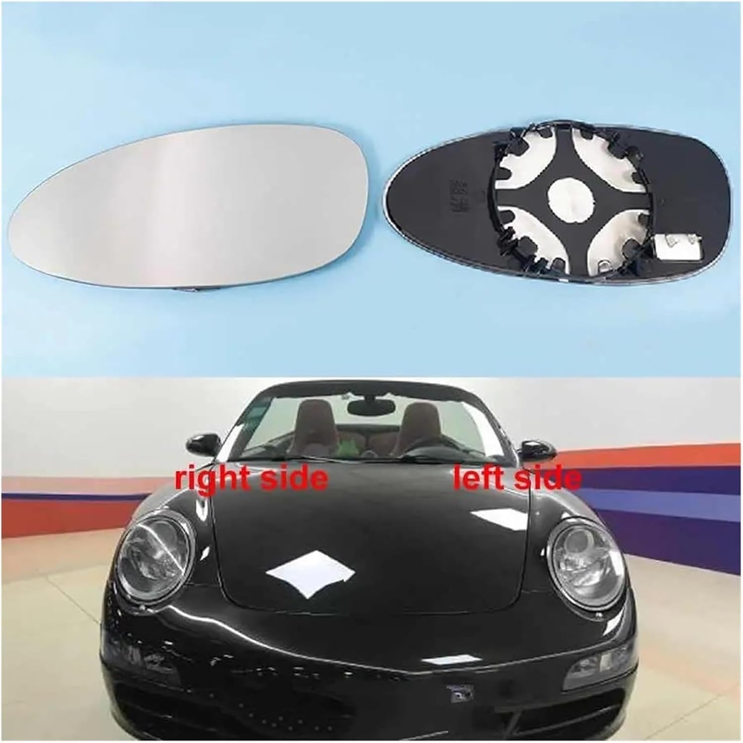 バックミラーレンズ 911 2005-2007 車用アウターバックミラーレンズドアウィングバックミラーガラスヒーター付き(Left