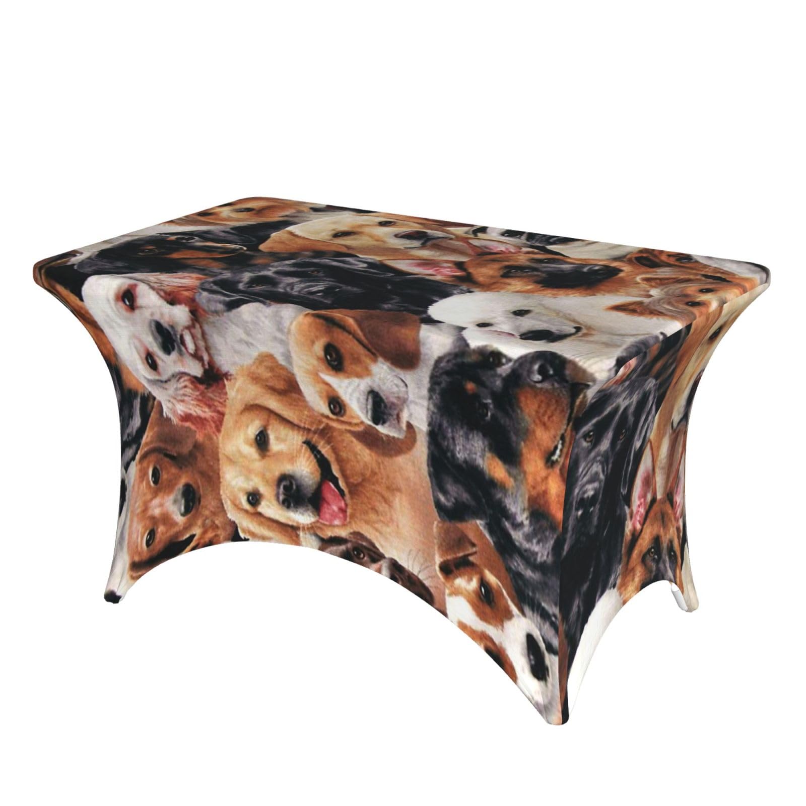 Dcehgew Many Dogs 4Ft Spandex Rectangular Table Cloth, Printed Fitted Elastic Tablecloths Washable Table Cover For Event, Wedding, Banquet & Party