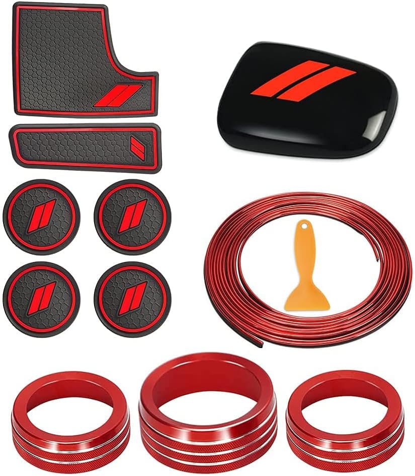 auovo Interior Trim for Charger Accessories 2015-2023 6PC Cup Inserts Mats 3 PCS A/C Volume Radio Switch Ring 5 Meters Interior Moulding Strip 1 PC Gear Shift Knob Trim (4 in 1 Kit)