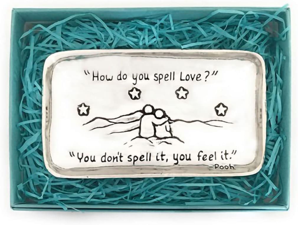 Basic Spirit Small Pewter Jewelry Tray - How do you spell Love - Home Decorative Bowl Christmas Gift, Jewelry Display, Ring Holder Storage Display Organizer Valentines Days