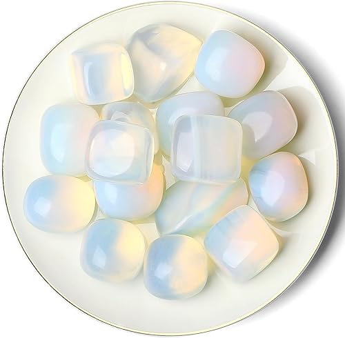 QINJIEJIE Piedras pulidas de ópalo, cristales caídos, piedras preciosas a granel, cristal curativo, juego de rocas de opalita blanca, paisaje disponible en Yaxa Peru
