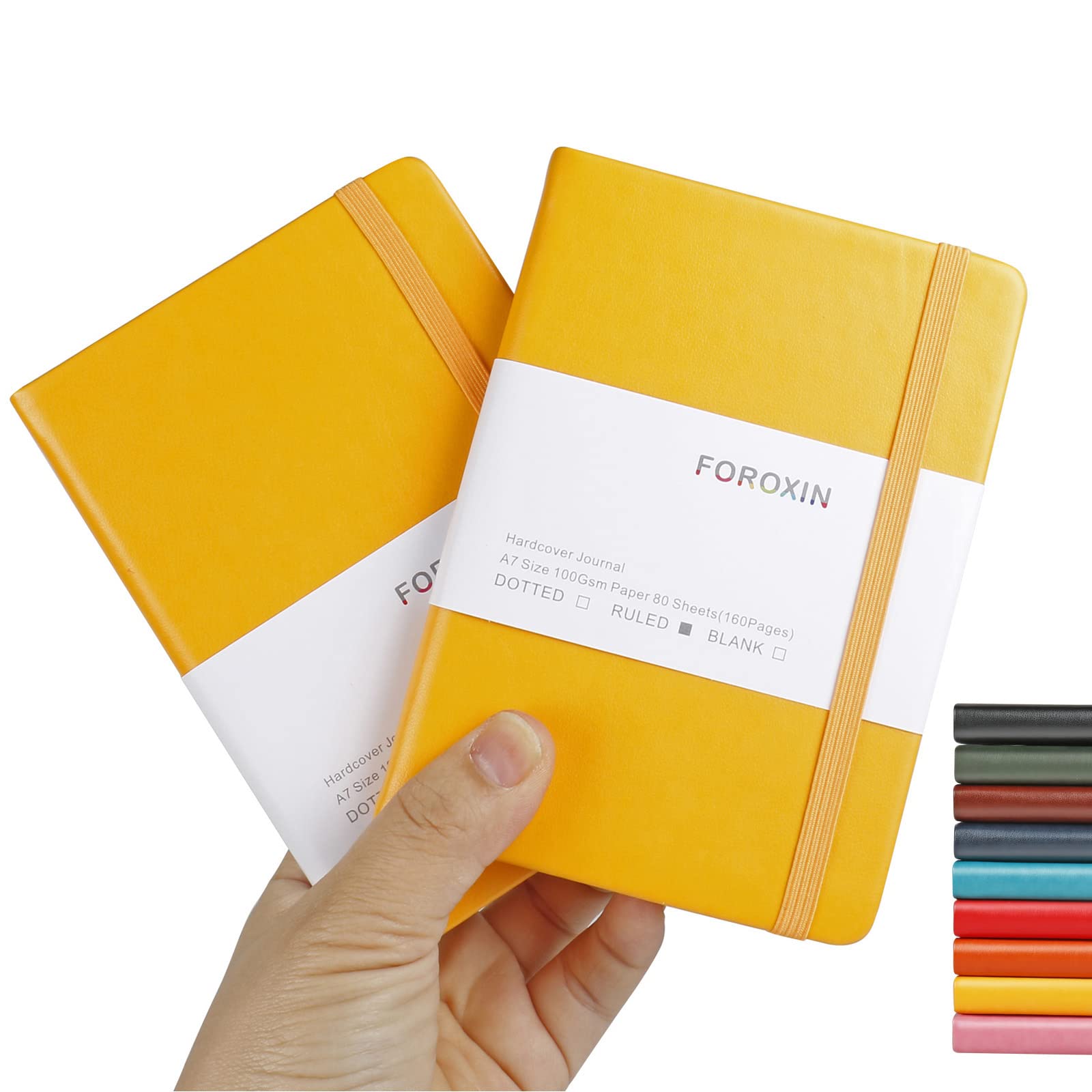 Carnet de poche ligné jaune Lot de 2 petits calepins A6 couverture rigide
