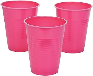 Fun Express - 16oz Hot Pink Plastic Cup for Party - Party Supplies - Solid Tableware - Solid Cups - Party - 20 Pieces