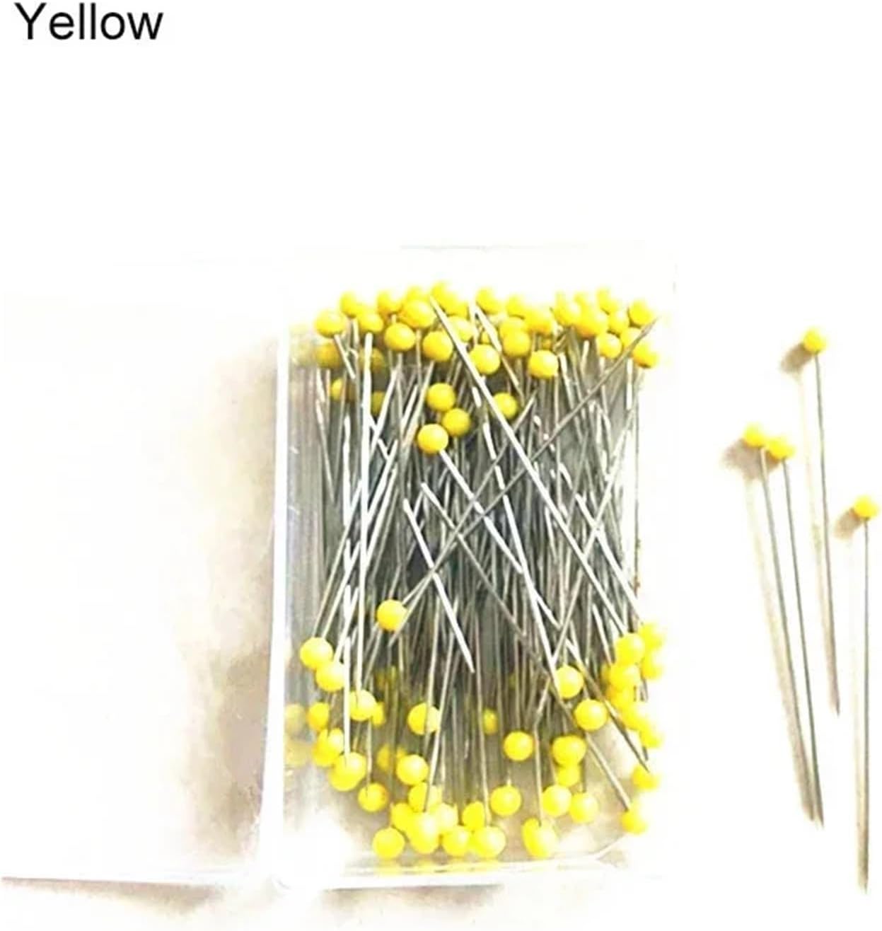 Straight Pins 600Pcs 38mm Sewing Pins Glass Ball Multicolor Head Straight Quilting with Pearl Heads DIY Crafts ToolNO.112(Yellow)