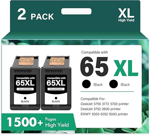65XL 65 cartuchos de tinta negra 65XL Paquete combinado de repuesto remanufacturado para cartuchos de tinta HP 65 XL negro para impresora HP Envy