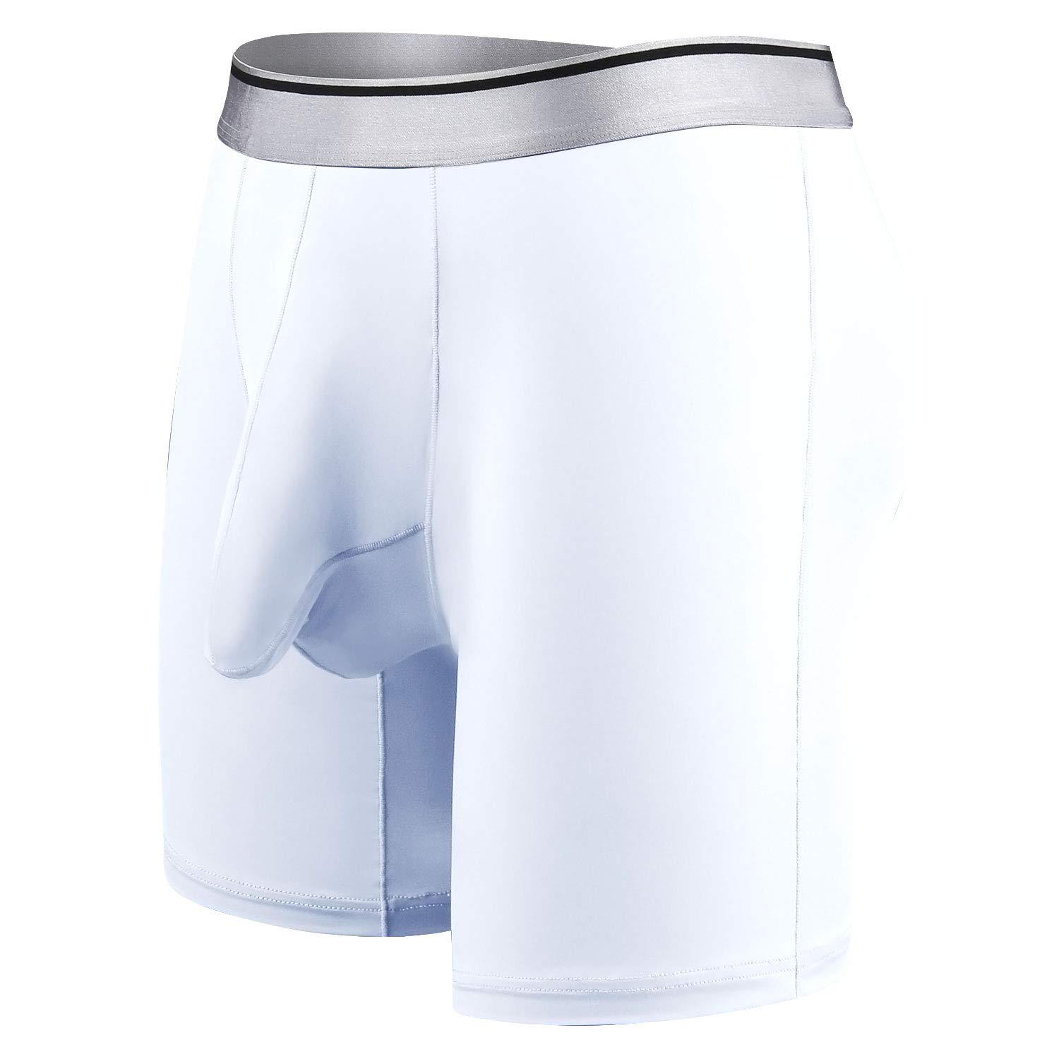 Ouruikia Men's Underwear Silky Smooth Boxer Briefs Long Leg Quick Dry Boxer Briefs with Separate Pouch