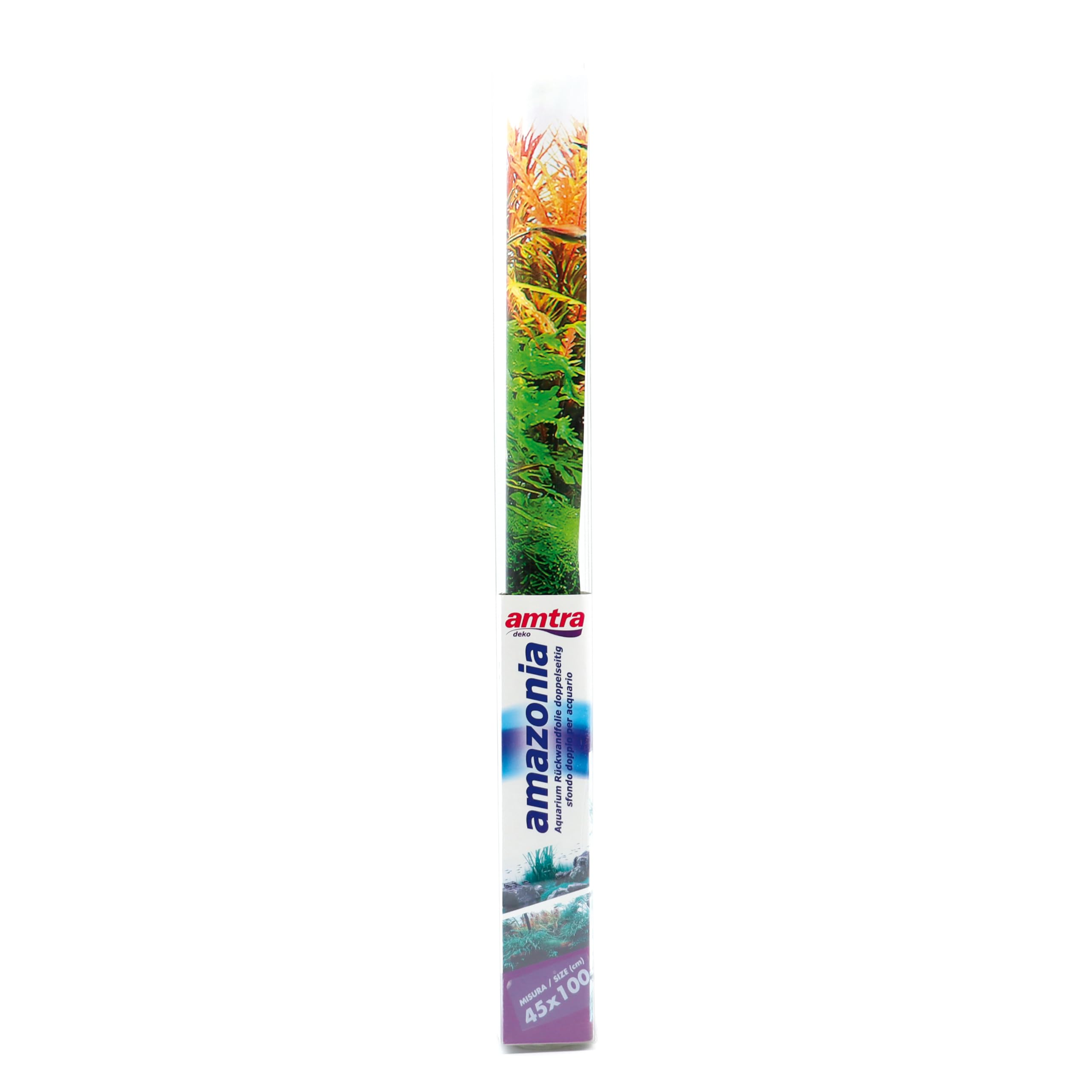 Amtra Sfondo Doppio Amazonia - Sfondo Poster per Acquario, Decorazione a Doppia Stampa HD, Double Face, Impermeabile, Formato 30x60 cm