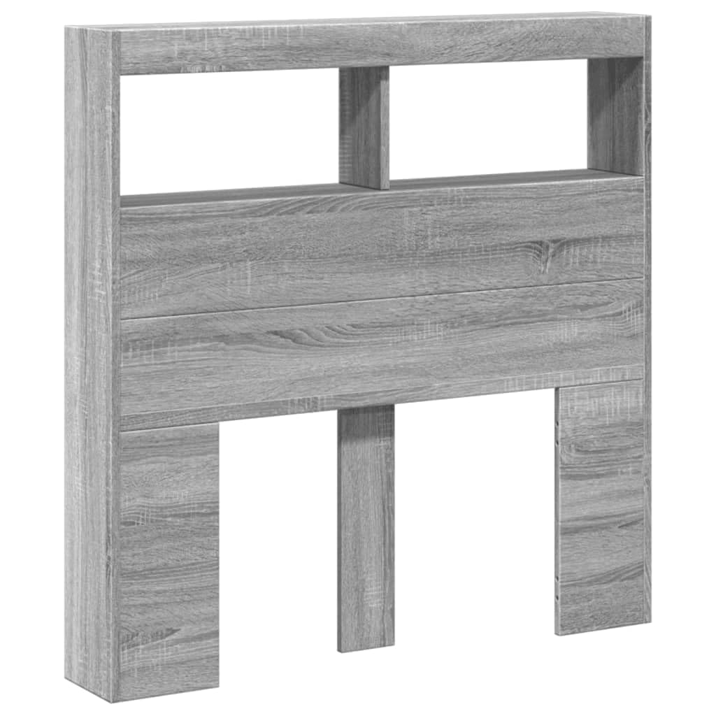 vidaXL Headboard Cabinet with LED Grey Sonoma 100x17x102 cm — image 1
