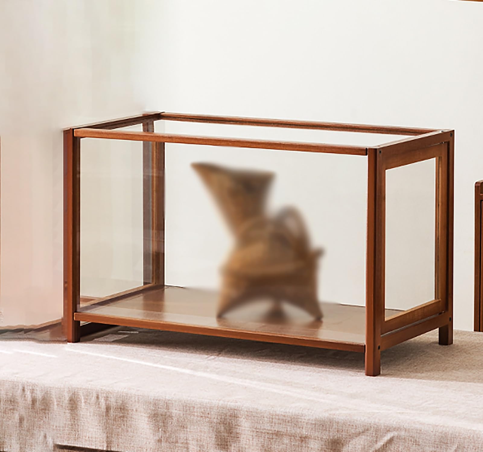 Teca Plexiglass Espositore in Plastica per Miniature Lungo 60/80 cm, Grandi Vetrine per Hobby con Cornice in Legno e Base Rialzata, Scatola da Banco per Modellini di Auto(White,60x32xH38cm/24x13x15in)