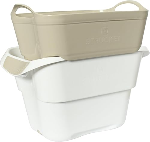 Strucket Colador y cubo con drenaje cubo de 5 galones con filtro entrelazado, extraíble. Lavadora de ropa portátil, cubo seco para pañales de tela,