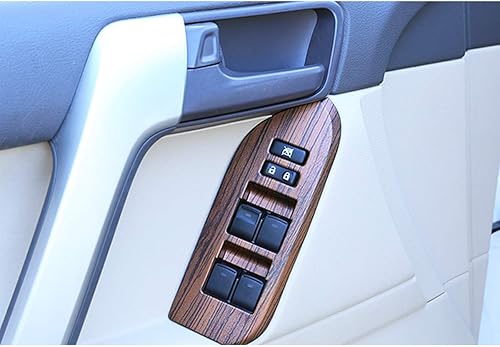 CHEYA - Marco de botón de elevación para ventana de coche (madera de pino, ABS, para Land Cruiser Prado FJ150 150 150 2014-2018