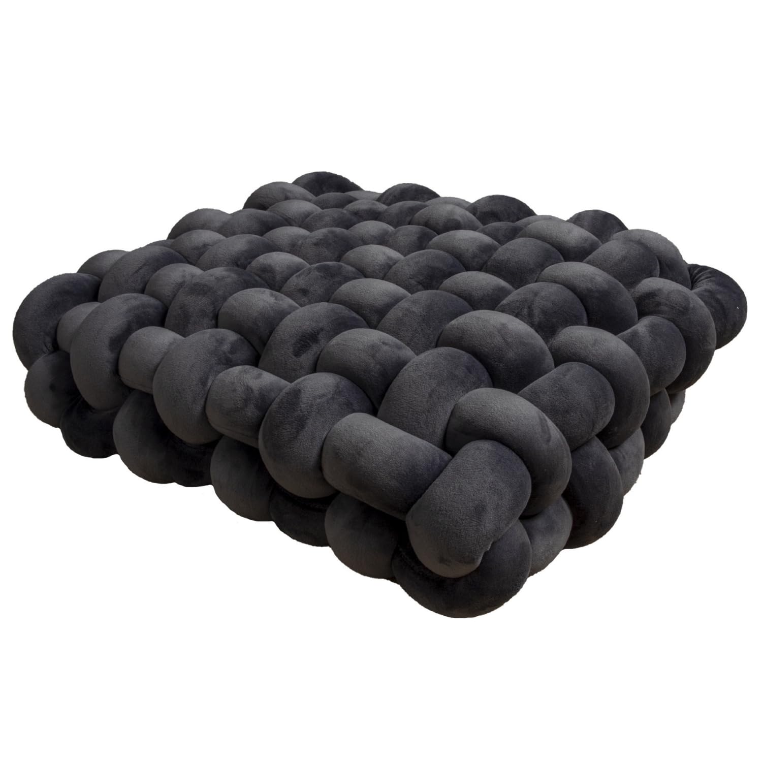 Weiches Knotenkissen, dekoratives Wurfkissen für Couch, Kinderknotenkissen, quadratisch, Rückenkissen, Bodenmatte für Wohnzimmer, Schlafzimmer, Büro (Dunkelgrau, 30,5 x 33 cm)
