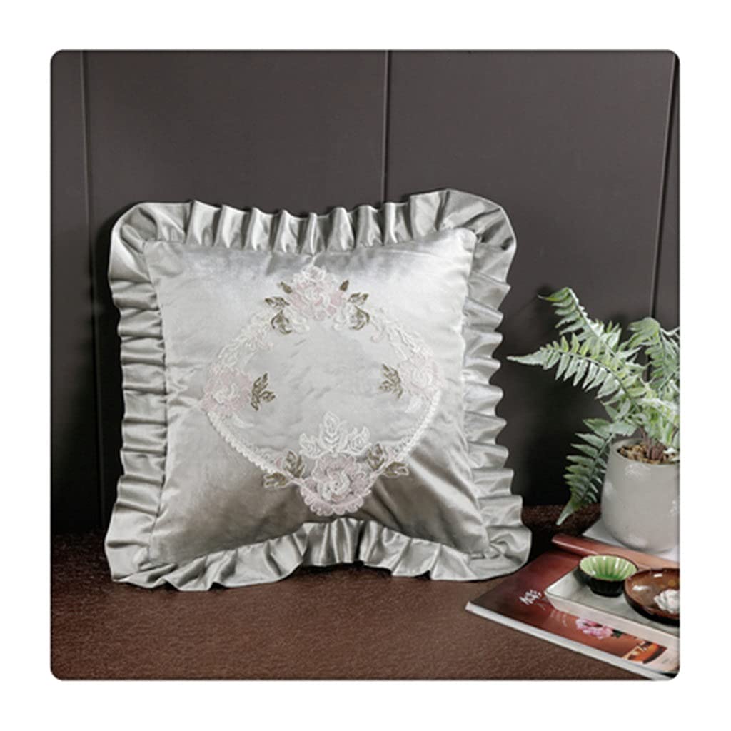 Coussin de salon en dentelle délicate bleu nordique, style raffiné 45x45 cm