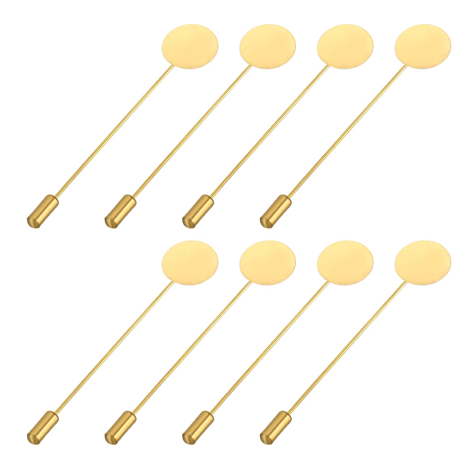 sourcing map Round Brooch Pins 3 Inch Metal Tray Stick Lapel Pin Long Needle Clips for Women Men Badge Scarf Hat, Gold Tone, 30pcs