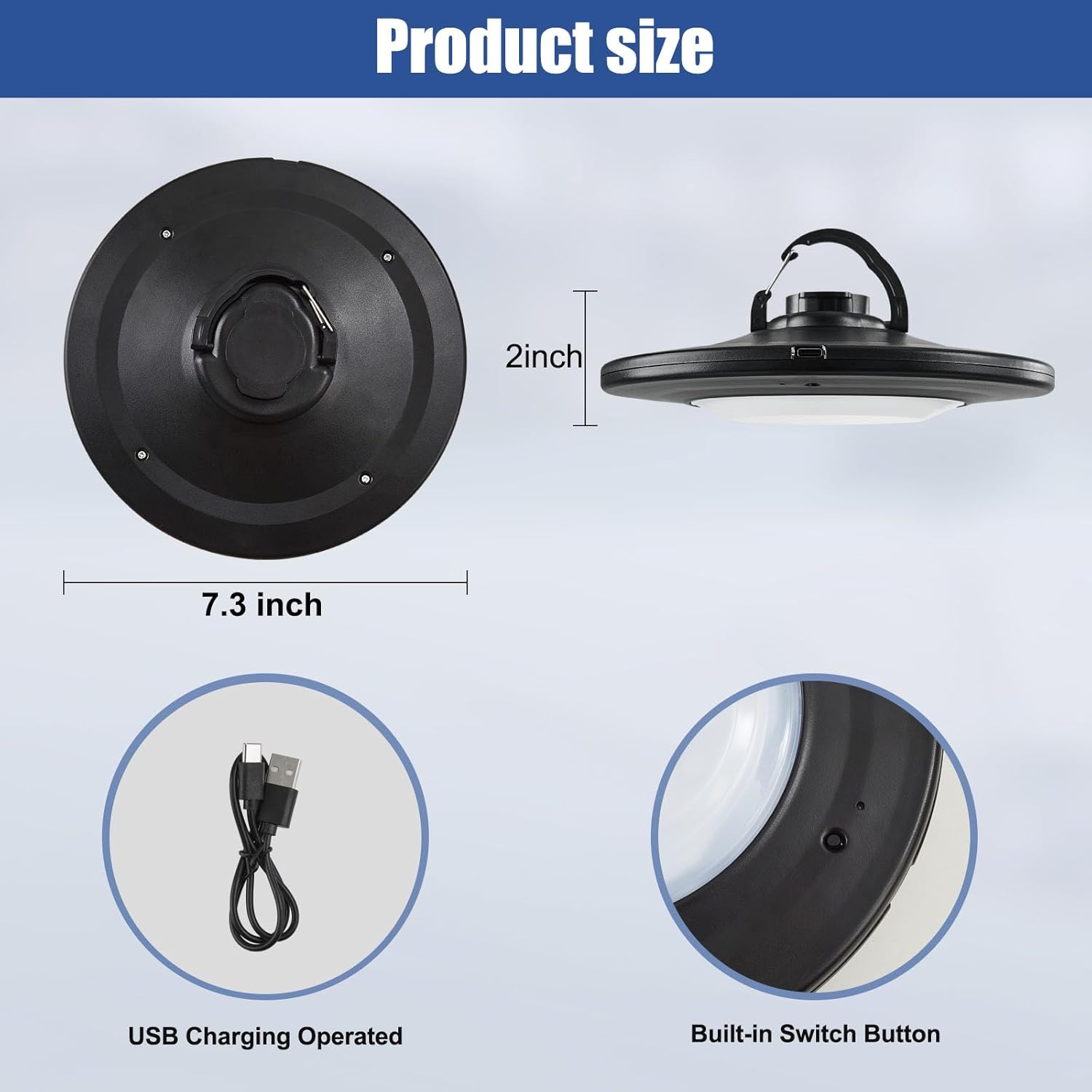 Black LED Patio Umbrella Lights with Remote, Portable Rechargeable Battery Cantilever Umbrella Light with 12 Color Mode, 3 Brightness Dimmable for Patio Umbrellas, Camping Tents, Outdoor Use