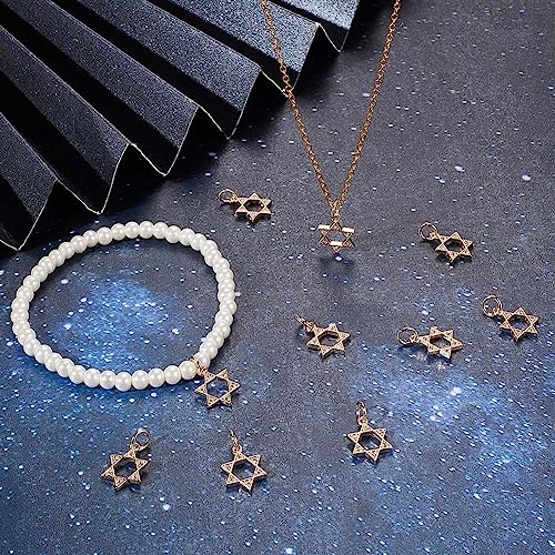 Beebeecraft 1 Box 16Pcs Star of David Charms 14K Gold Plated Star Pendant Charms with Cubic Zirconia with Jump Ring for DIY Crafts Bracelet Necklace Jewelry Making - Image 4