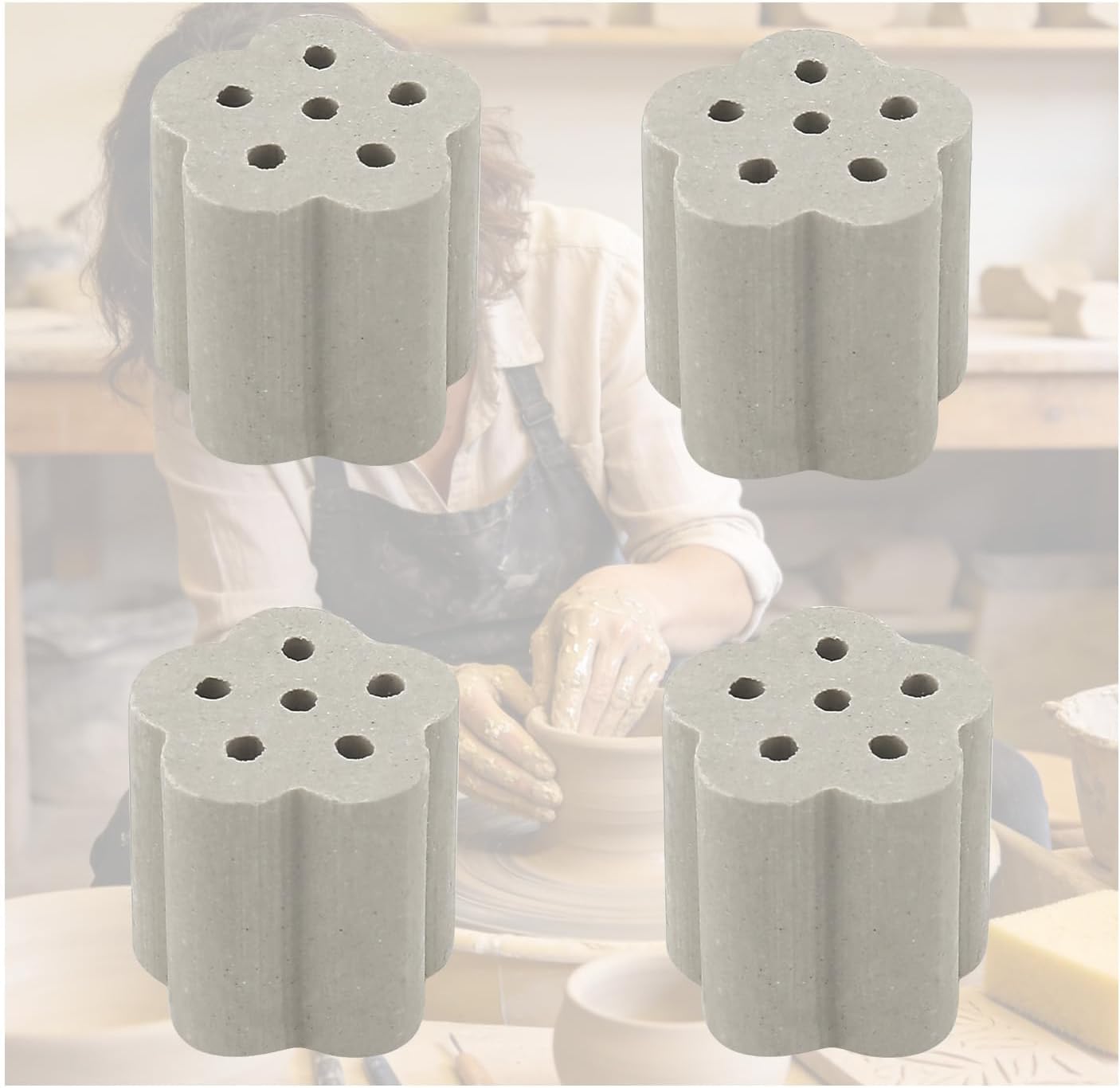Incycall 8 Pack Five-Petaled Flower Kiln Stilts High Alumina up to 2390°F for Glass Fusing and Ceramics, Pottery at Home,Use in Any Kiln(1.18 x1.18inch)