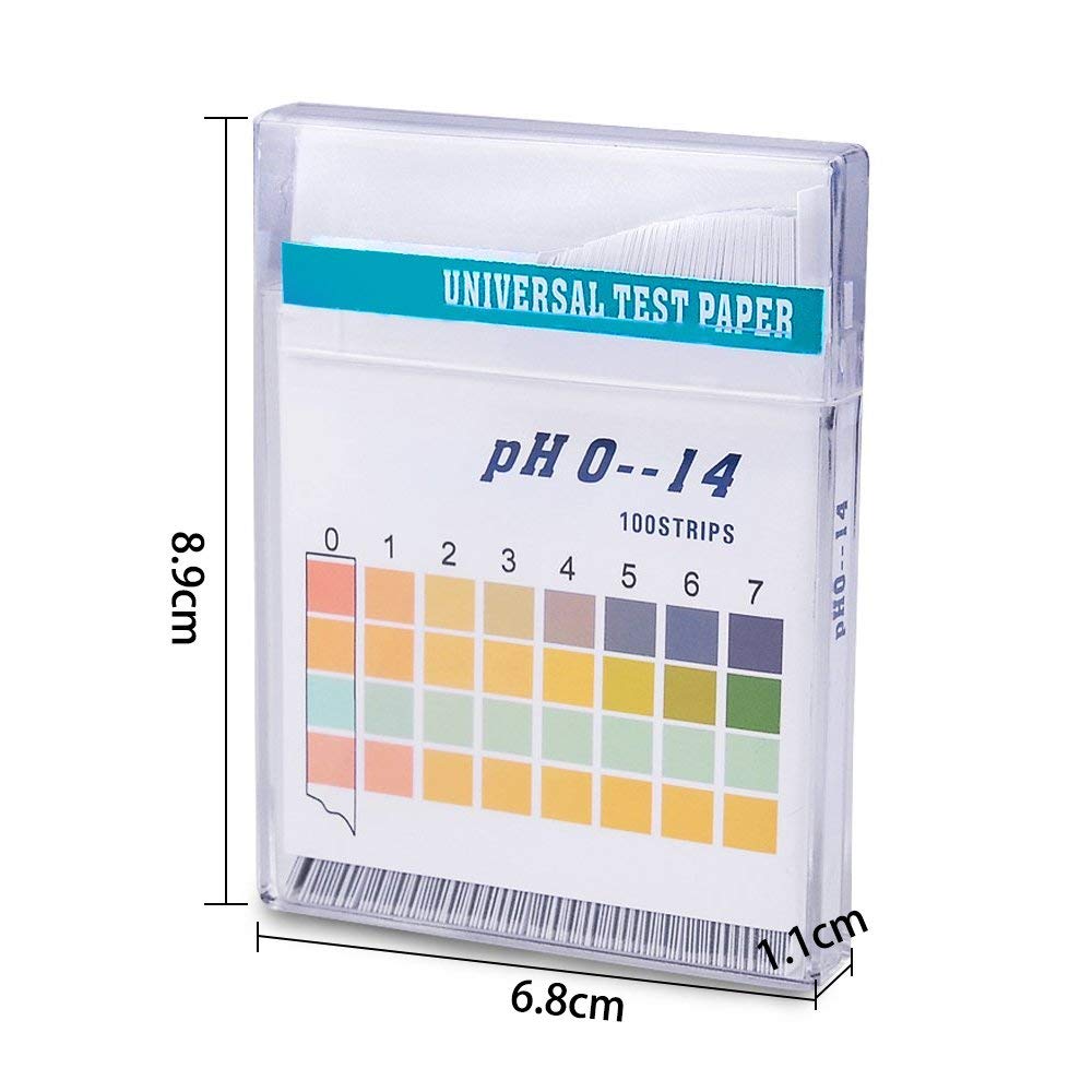 Monitoreo del pH del papel de tornillo, utilizado para probar cosméticos a base de agua, saliva del suelo, orina, agua, alimentos, peceras, acuarios y sustancias diarias 100pcs (blanco)