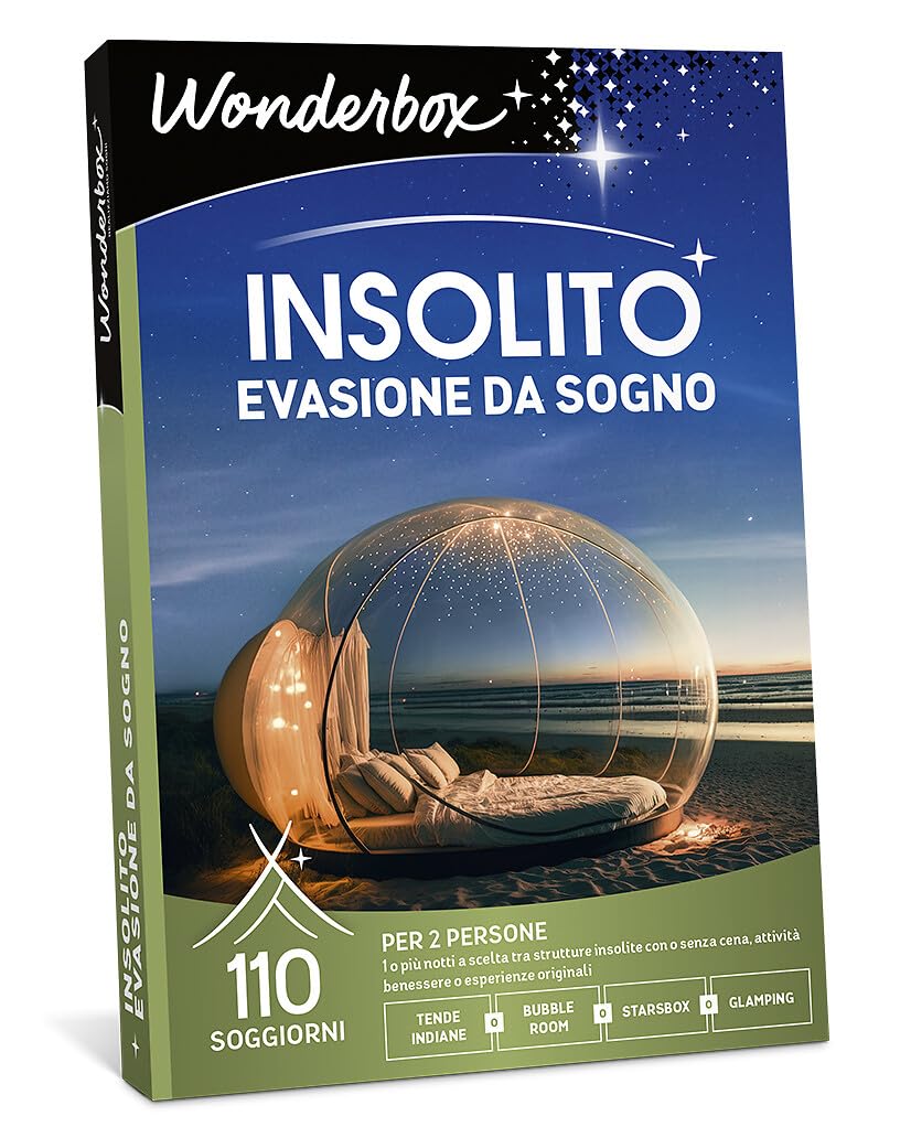 WONDERBOX - Cofanetto Regalo - Insolito - Evasione da Sogno - 1 o più Notti in Una Struttura insolita con o Senza Cena, attività Benessere o Altre attività per 2 Persone