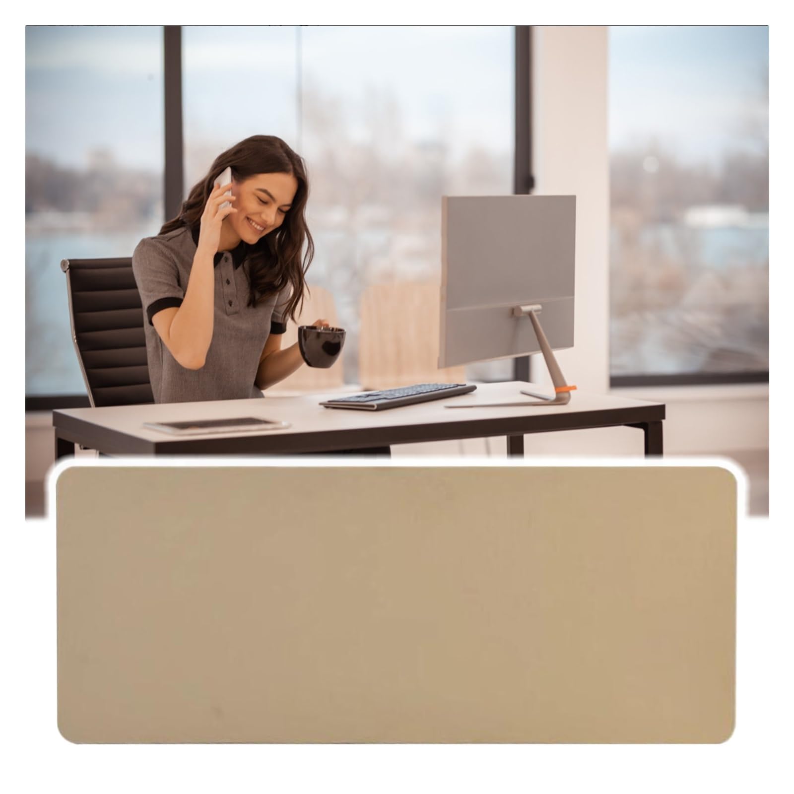 Panneau d'intimité de bureau 94 cm séparation acoustique marron Slish