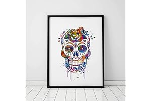 Unleash Your Spirit with Sugar Skull Art: A Unique Watercolor Wall Hanging