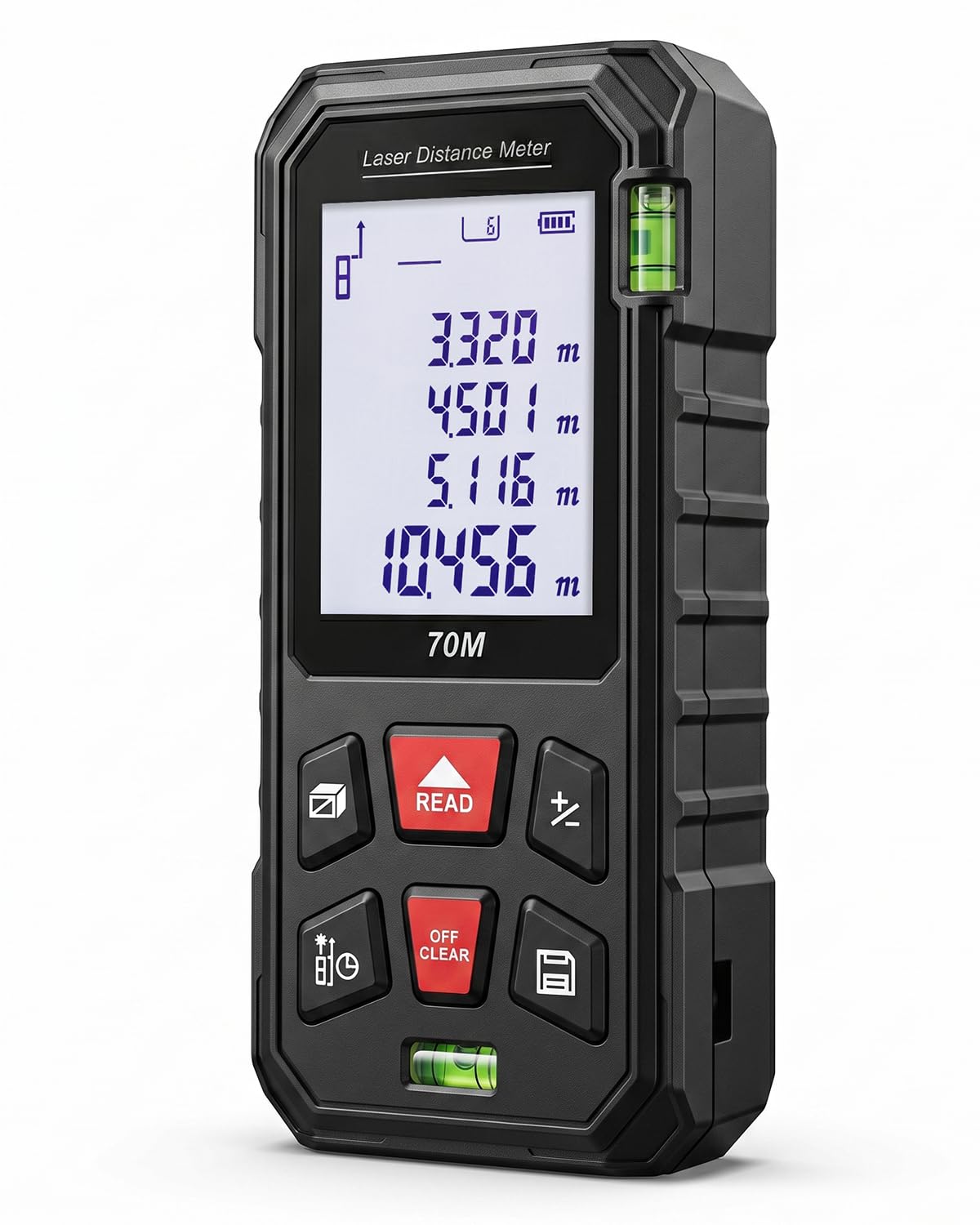 Laser Measure 70m/229ft, Effix Laser Measurement Tool with 2 Bubble Levels, Digital Laser Distance Measure with HD Screen, Units Switching(m/in/ft), Distance/Area/Volume/Pythagorean Measuring (Black)