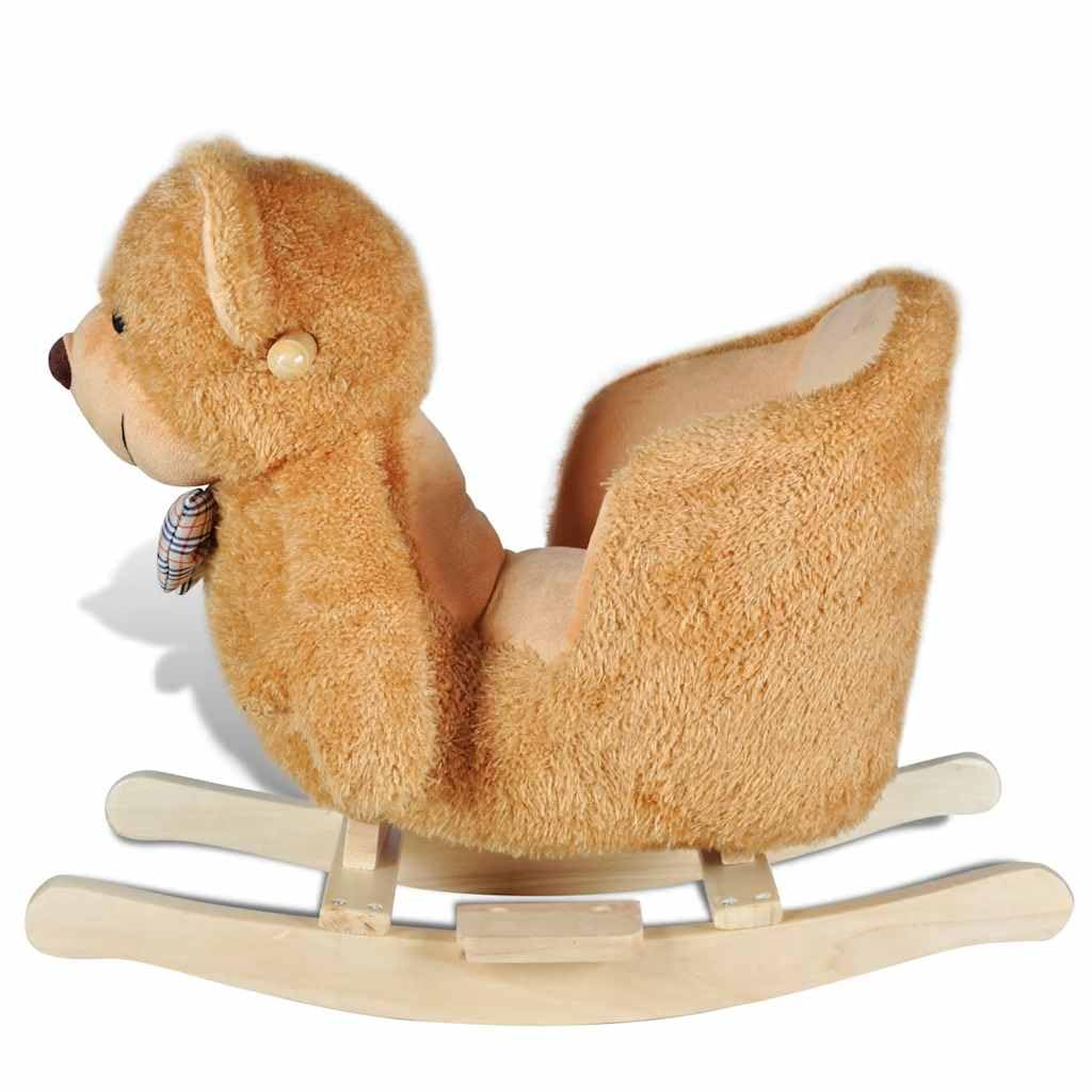 Schaukeltier Teddybär für Kleinkinder, Plüsch Schaukelbär mit Sicherheitsgurt, kuscheliges Schaukeltier ab 12 Monaten, stabiles Schaukelpferd aus weichem Material, 60x32x54 cm
