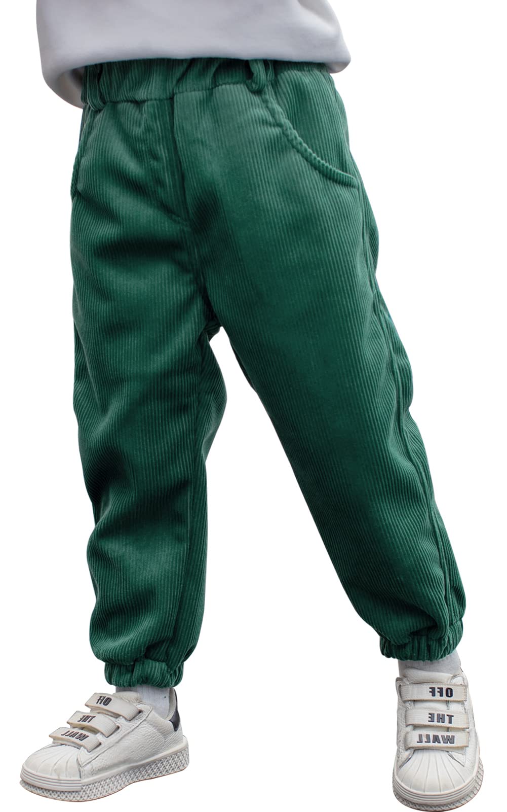 Happy Cherry - Corduroy broek voor jongens en meisjes, lange broek met elastische tailleband, joggingbroek voor kinderen, met zakken, pluche broek voor peuters, kinderbroek, herfst, winter, warme