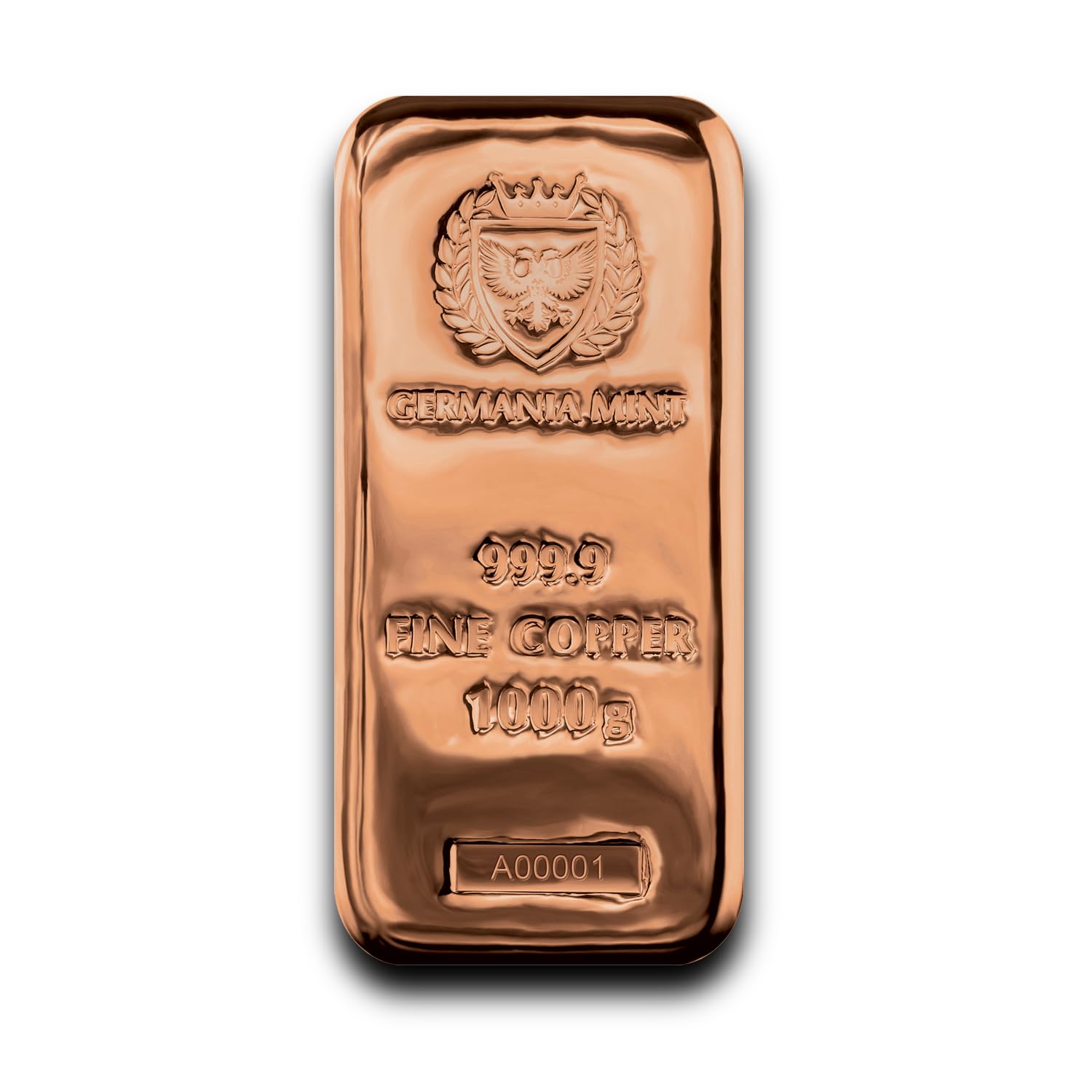 1kg Copper Bar 純銅　インゴッドバー 1kg Copper Bar 99.99% Purity Beautifully Embossed and Polished