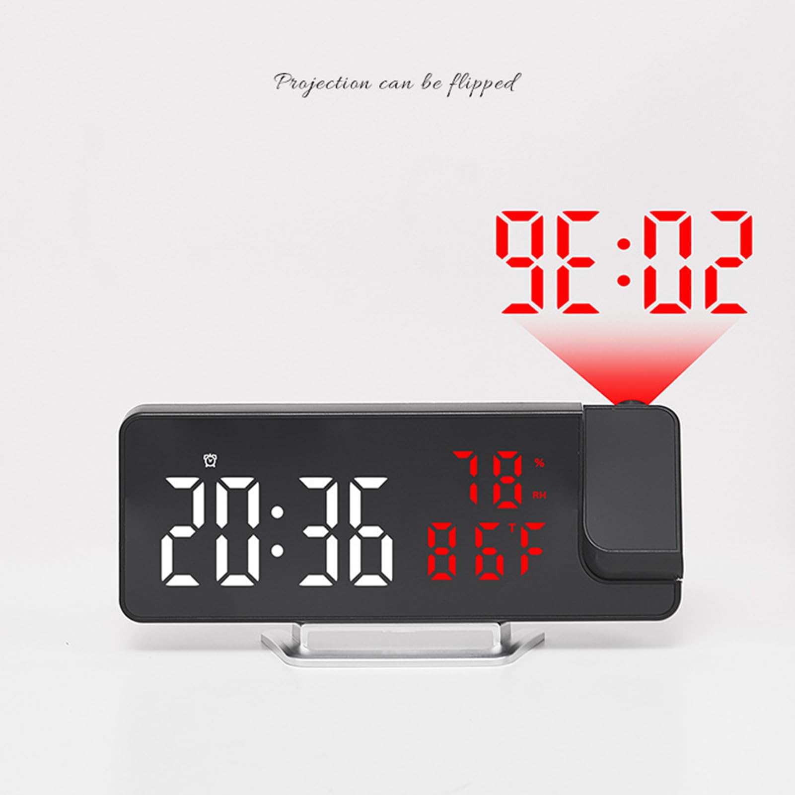 Alarma con proyección digital: reloj con pantalla giratoria ajustable, temporizador LED compacto, sensores de temperatura y humedad | Gadget para la habitación de oficina en casa de diseño elegante