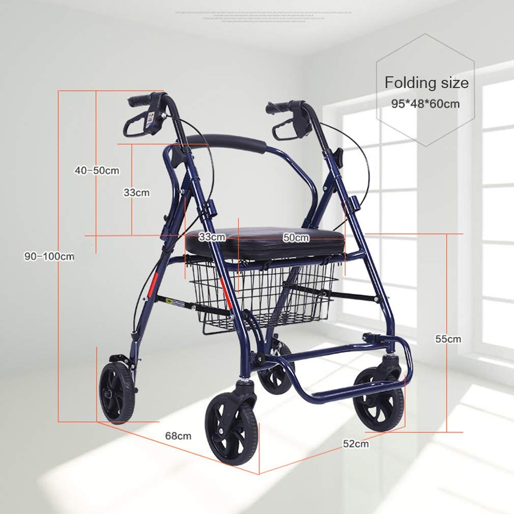 Rollator Walker, pomoc do chodzenia, super lekki aluminium, mobilny przenośny chodzik Rollator z 4 kołami dla seniorów Interesting
