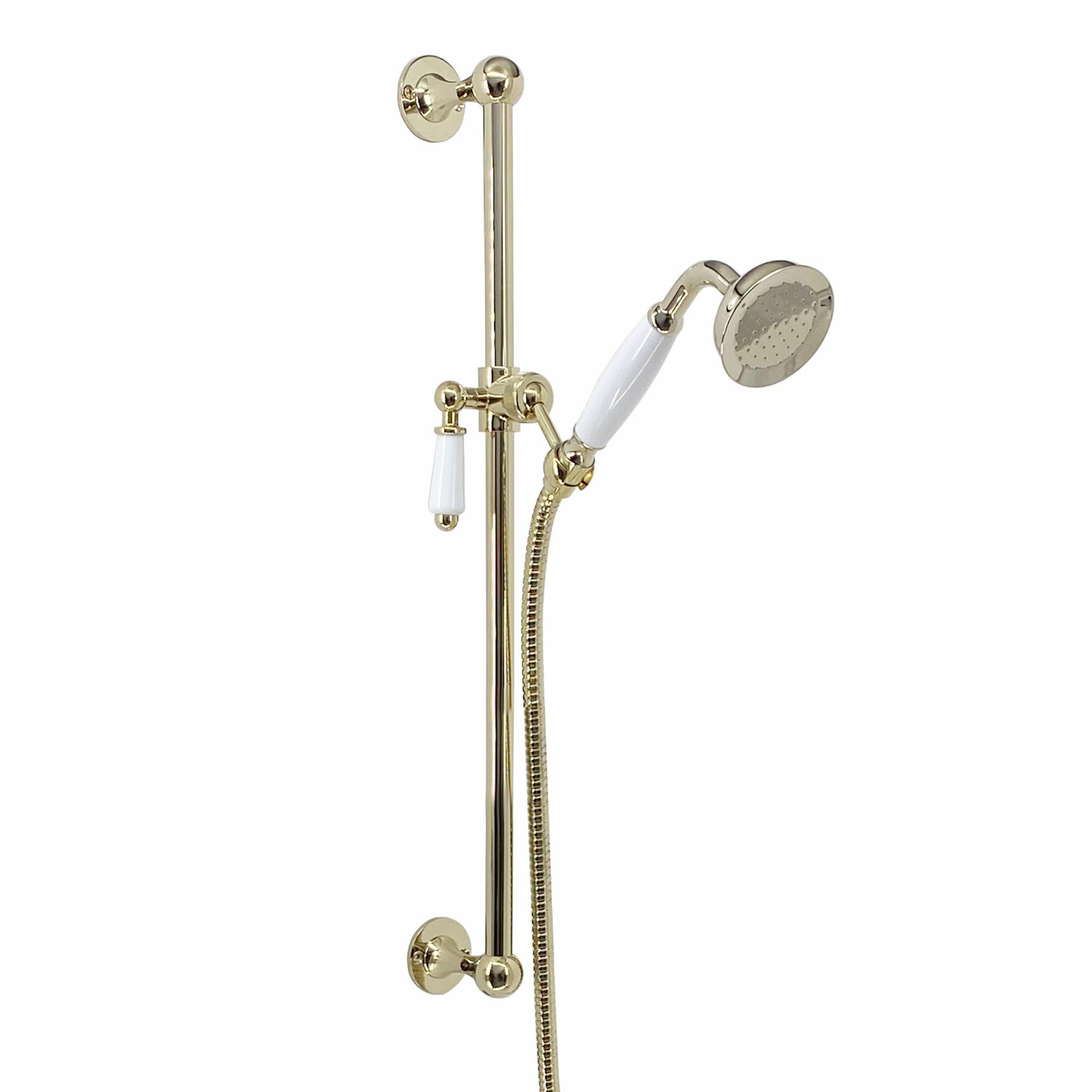 Enki Gold Es025 Traditional Shower Slider Rail Kit Lever Outlet White Ceramic