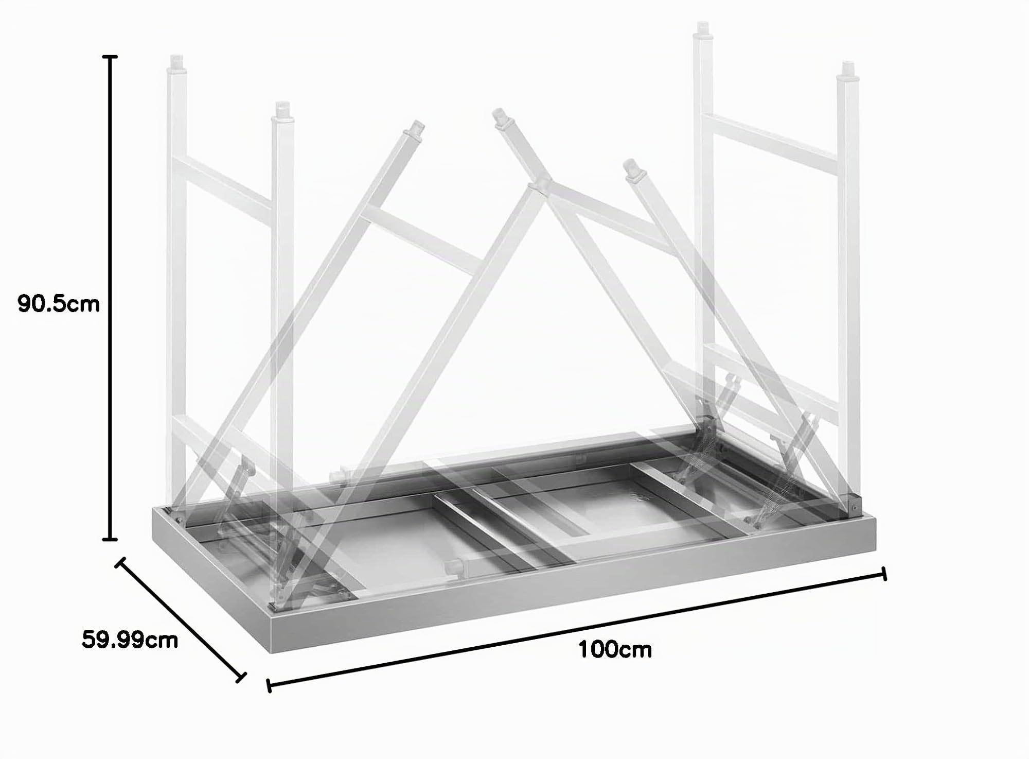 Royal Catering Mesa De Trabajo Plegable En Acero Inoxidable RCAT-100/60KE (Superficie de Trabajo de 60 x 100 cm, Capacidad de Carga 200 kg)